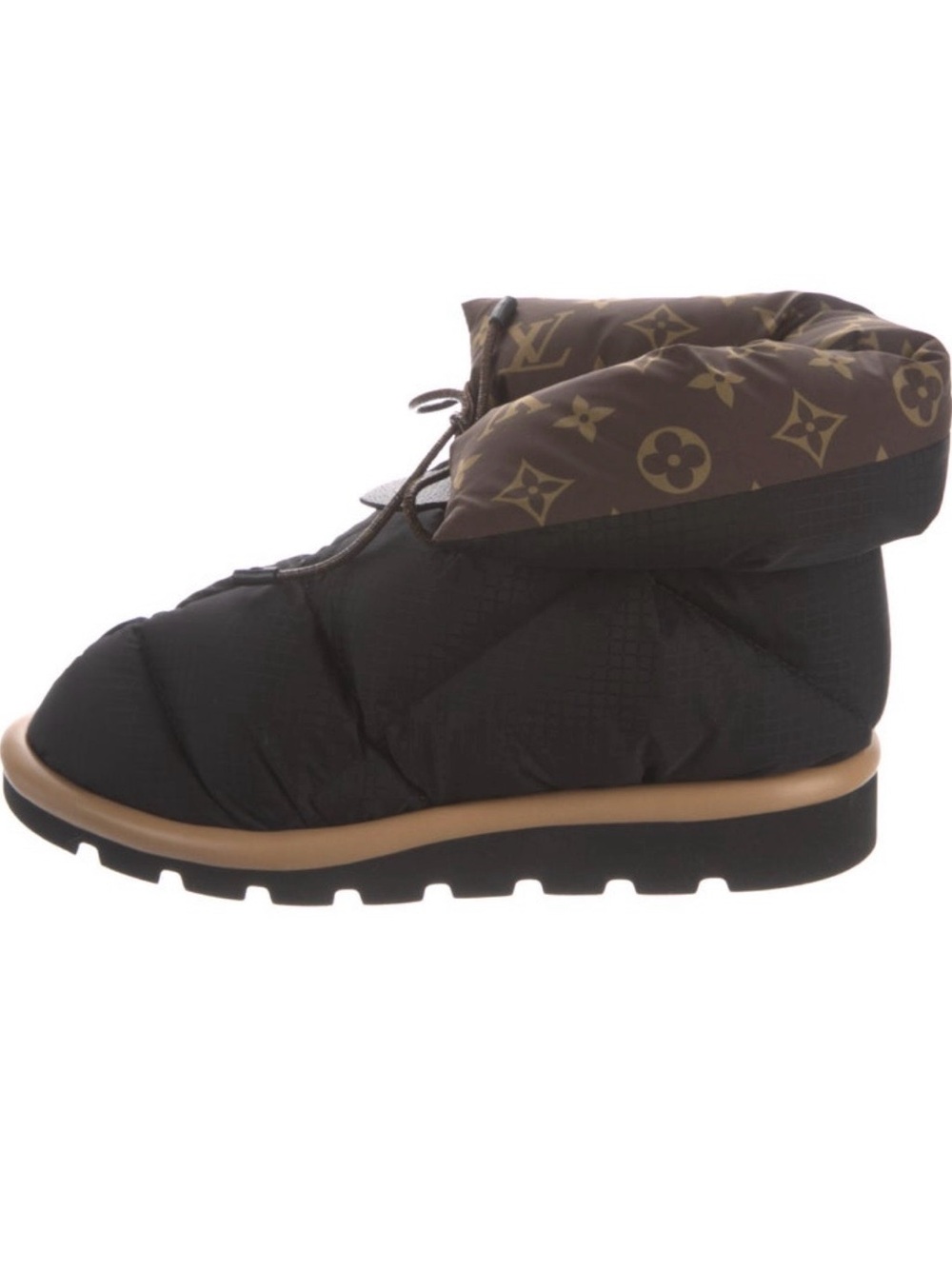 Louis Vuitton Black Puffer Ankle Boot with Monogram Cuff